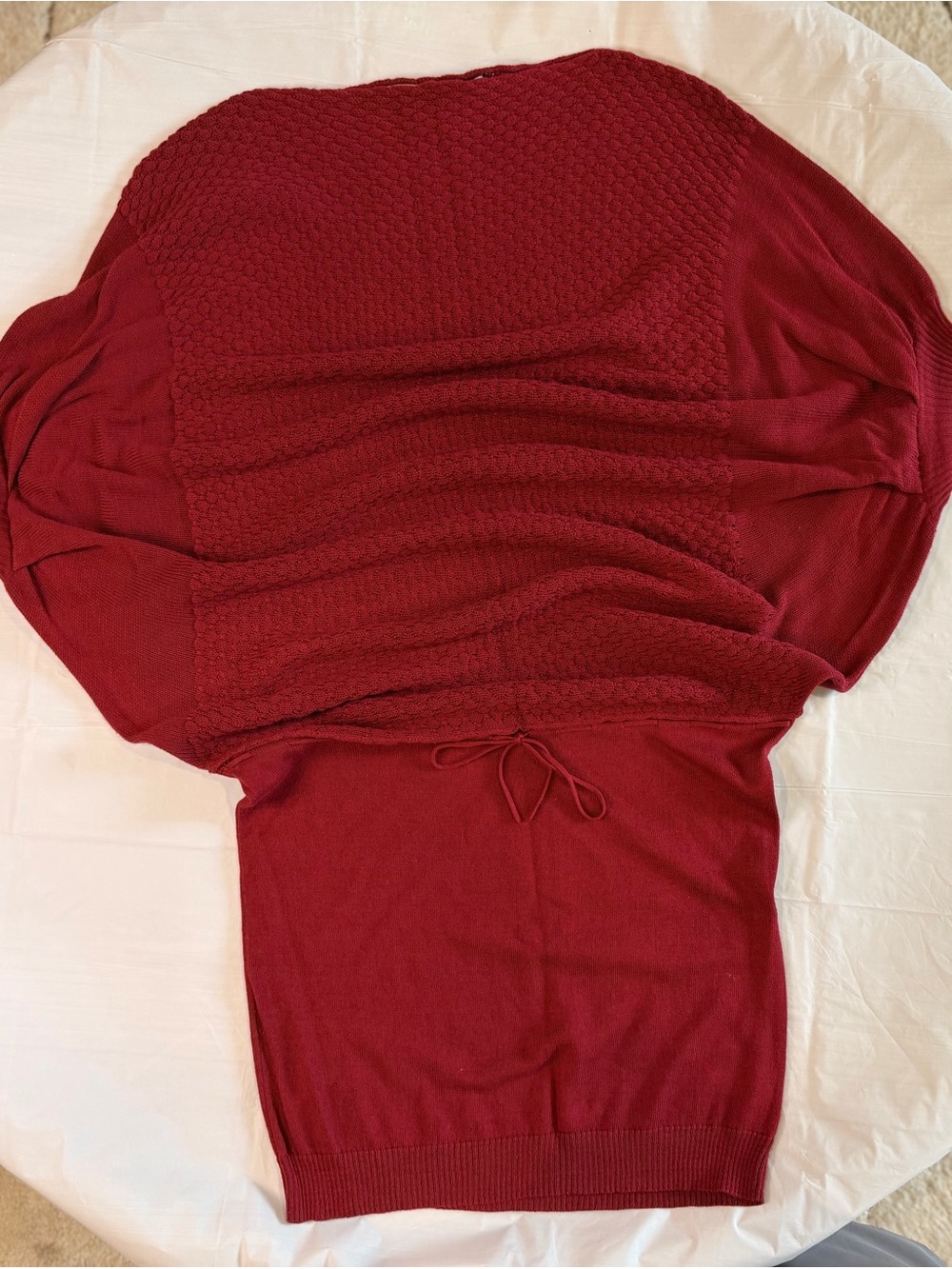 Max Studio Women’s Red Textured Knit Draped Sweater Dress Tunic Size M
